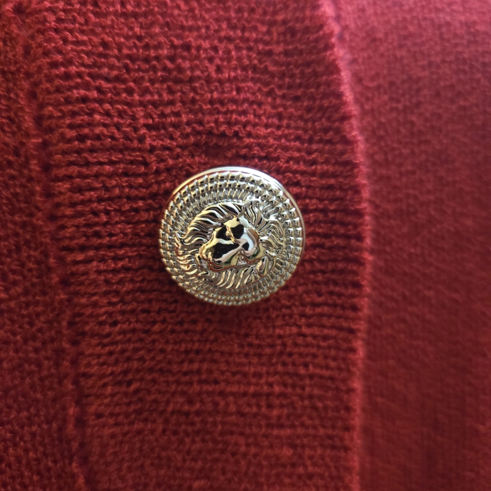 Women's Red Button-Up Sweater - Picture 2 of 4